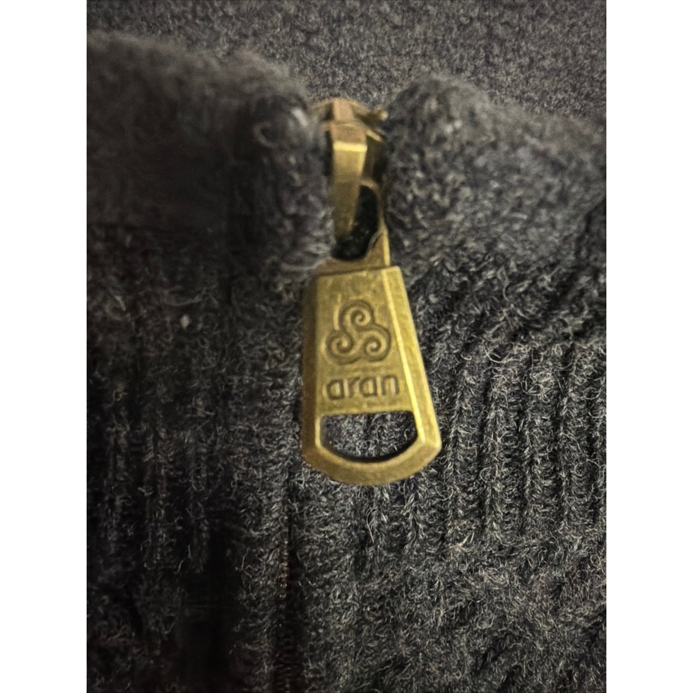 Aran Sweater Market Charcoal Gray Wool Zip-Up Cardigan Sweater Women's Size M - Picture 4 of 9